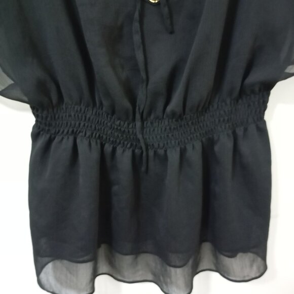 Marineblu Blouse Preppy Bohemia Black Chiffon Embellished Size M - Picture 6 of 7